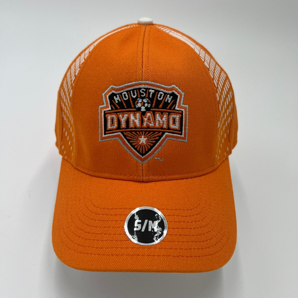 Houston Dynamo MLS Orange Trucker Hat Cap S/M Mesh Snapback New